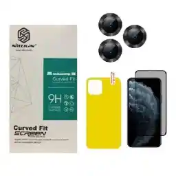 محافظ صفحه نمایش حریم شخصی نیلکین مدل PSP مناسب برای گوشی موبایل اپل iPhone 12 pro به همراه محافظ پشت گوشی و محافظ لنز دوربین