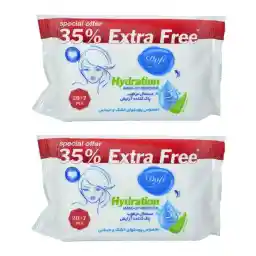 دستمال مرطوب پاک کننده آرایش دافی مدل Hydration پک 2 عددی | دافی