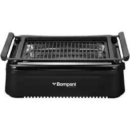 Bompani Indoor Smokeless Grill with Infrared Technology, Fast 230°C Heat, Sealed Tube Design, Even Convection, Cool-Touch Safety - User-Friendly, Quick Clean, Premium Performance - BBQ007 Black