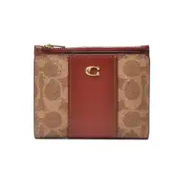Coach Women's Signature Canvas Bifold Wallet, Tan Rust, One Size