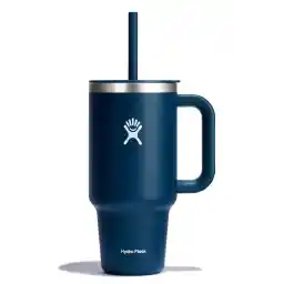 Hydro Flask Travel Tumbler with Handle, Lid and Straw - Insulated Stainless Steel in 32 Oz Indigo Blue