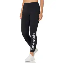 Calvin Klein Performance Women's Calvin Klein Logo High Waist 7/8 Legging, Black With White Logo, S