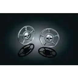 Kuryakyn 3787 Motorcycle Audio Accessory: Zombie Skull Speaker Grill Accents for 1996-2013 Harley-Davidson Touring & Trike Motorcycles, Chrome, 1 Pair, black