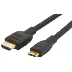 Amazon Basics Mini HDMI to HDMI Adapter Cable, 10.2Gbps High-Speed, 4K@30Hz, 2160p, 48-Bit Color, Ethernet Ready, 1.83 M, Black