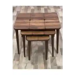 Genel Markalar Petek Ceviz Lüks 3`lü Zigon Sehpa