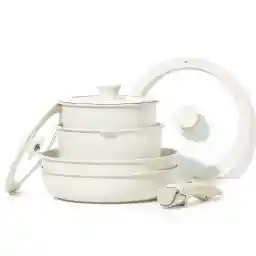 CAROTE 8pcs Pots and Pans Set, Nonstick Cookware Set Detachable Handle, Induction Kitchen Cookware Sets Non Stick with Removable Handle