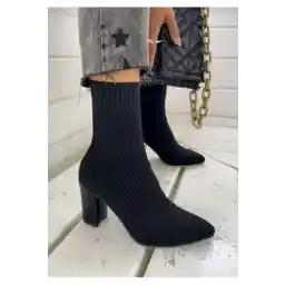 کفش زنانه RVNS SHOES جوراب پاشنه ضخیم مشکی