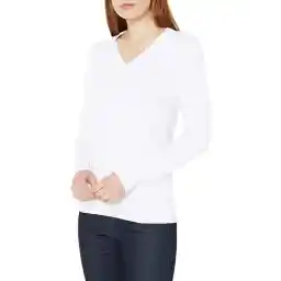 Amazon Essentials Women's Lightweight Long-Sleeve V-Neck Sweater, 100% Cotton