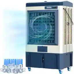 Uthfy Evaporative Cooler for Outdoor Use,3531 CFM Portable Air Conditioner Swamp Cooler Cooling Fan with 3 Speeds,3 lce Box,10.6 Gallons Water Tank, 4 Universal Wheel,for Room Garage Commercial