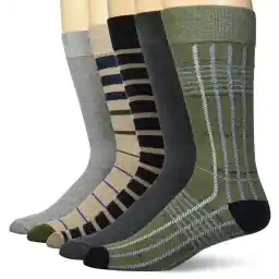Amazon Essentials Mens Comfortable Patterned Dress Socks, 5 Pairs