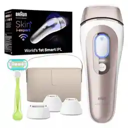Braun Smart IPL, Skin i·Expert Pro 7: at Home Laser Hair Removal, Permanent Visible Hair Reduction, Holiday Gifts for Women and Men with Free App, Vanity Case, Venus Razor, 4 Smart Heads, IPL7387