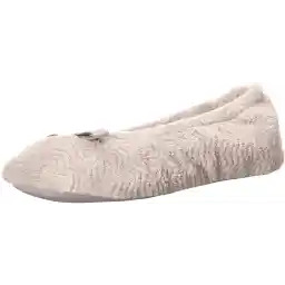 isotoner Women's Chevron Microterry Ballerina Slipper with Moisture Wicking Lining, Ribbon Bow and Suede Sole for Comfort
