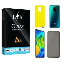 محافظ صفحه نمایش حریم شخصی ال کا جی مدل LK مناسب برای گوشی موبایل شیائومی Redmi Note 9s به همراه محافظ پشت گوشی