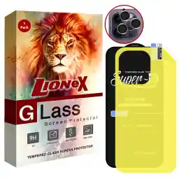 محافظ صفحه نمایش لایونکس مدل 3SNR مناسب برای گوشی موبایل اپل iPhone 14 Pro Max به همراه محافظ پشت گوشی و محافظ لنز دوربین