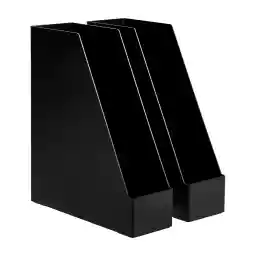 Amazon Basics Plastic Desk Organizer - Magazine Rack, Black, 2-Pack