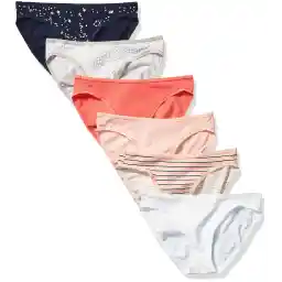 Amazon Essentials Women's Cotton Bikini Brief Underwear (Available in Plus Size), Multipacks