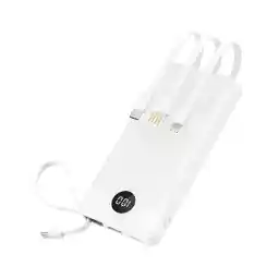 VRURC Power Bank 10000mAh with Built in Cables,VRURC USB C slim Portable Charger 5 Output & 2 Input LED Display External Battery Pack Chargers Compatible with iPhone Cell Phones