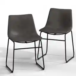 NicBex Retro Side Chair Dining Chair with Metal Legs for Kitchen, Living, Dining Room, Set of 2, (Grey Color) (A-GE17015-USSU014)