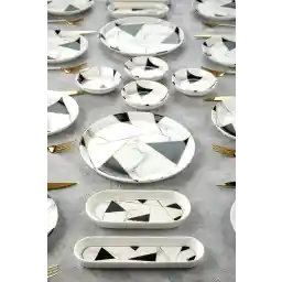 سرویس صبحانه 18 عددی مرمر موزاییک سرامیکی بابیون لوکس برای 8 نفر