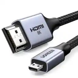 UGREEN 8K Micro HDMI to HDMI 2.1 Cable Adapter 1M, Male to Male, 8K@60Hz,4K@144Hz,2K@240Hz,HDR/eARC/3D, Compatible Sony/Nikon/Gopro/Canon/Fuji/Raspberry Pi, Braided Cord Aluminum Shell