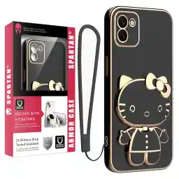 کاور اسپارتان مدل Kitty مناسب برای گوشی موبایل سامسونگ Galaxy A03 به همراه بند نگهدارنده