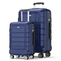 SHOWKOO Suitcase Set 2-Piece Hard Shell Lightweight ABS + PC Expandable Travel Suitcase Durable Trolley Hand Luggage Sets with TSA Lock and 4 Wheels (M, XL, Blue)