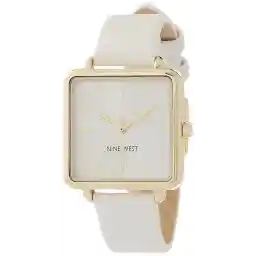 Nine West Women's Japanese Quartz Dress Watch with Faux Leather Strap