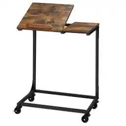 میز جانبی VASAGLE، میز لپ تاپ با قسمت بالایی قابل تنظیم، میز، اتاق خواب، اتاق نشیمن، مونتاژ آسان، فریم فولادی، قهوه ای-مشکی قدیمی LET352B01