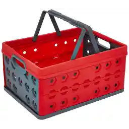 Cosmoplast 32L Foldable Basket, Collapsible Storage Crate, Red