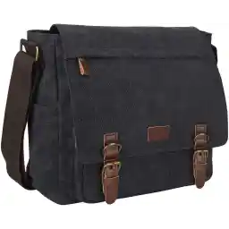 S-ZONE Large Men Crossbody Messenger Shoulder Bag Fit for 15.6 Inch Laptop Canvas Briefcase Satchel