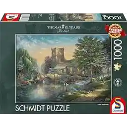 Schmidt Spiele 57367 Thomas Kinkade, Willow Wood Chapel, puzzel van 1000 stukjes, normaal