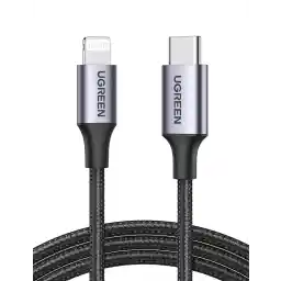 UGREEN USB C به کابل لایتنینگ MFi دارای گواهی USB C کابل شارژ لایتنینگ PD 3.0 سازگار با iPhone 14، iPhone 13، iPhone 12، iPhone 11، iPhone SE، iPad 10.2 2021، AirPods و غیره (1M)