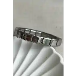 MODA Caprea Çelik 0,7 cm İtalyan Charm Lastikli Bileklik 18 cm Gümüş Renkli Kararmaz Bileklik