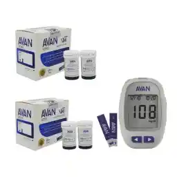 دستگاه تست قندخون آوان مدل AGM01 به همراه نوار تست قند خون آوان مدل AGMO1 مجموعه 2 عددی