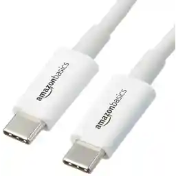 Amazon Basics USB-C to USB-C 2.0 Fast Charger Cable, 480Mbps Speed, USB-IF Certified, for Apple iPhone 15, iPad, Samsung Galaxy, Tablets, Laptops, 9 Foot (2.7M), White