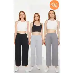 Oyga 3-بسته مشکی - شلوار و کت و شلوار ورزشی راحت زنانه کادوی دودی خاکستری، لباس خواب راحت خانگی گاه به گاه