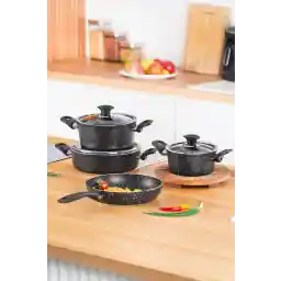 ست ظروف گرانیتی 7 تکه ACAR Alya - مشکی