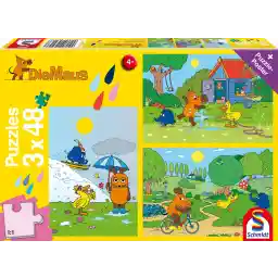Schmidt Spiele 56213 Veel plezier met de muis, 3 x 48 stukjes kinderpuzzel