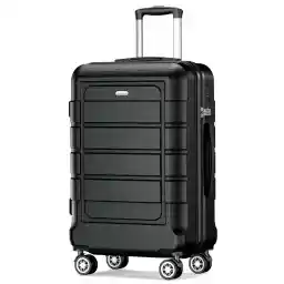 SHOWKOO Luggage Medium 24-Inch Hard Shell ABS+PC Expandable Lightweight Durable Travel Suitcase with Double Spinner Wheels, 24" Blue