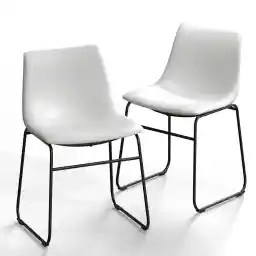 NicBex Retro Side Chair Dining Chair with Metal Legs for Kitchen, Living, Dining Room, Set of 2, (White Color) (A-GE17016-USSU014)