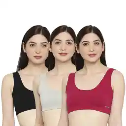 Longies Women Regular Fit Sports Bra (Pack of 3)