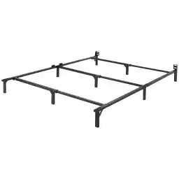 Amazon Basics Metal Bed Frame(Box Spring Required), 9-Leg Base for Box Spring and Mattress, Queen, Tool-Free Easy Assembly, 79.5" L x 59.5" W x 7" H, Black