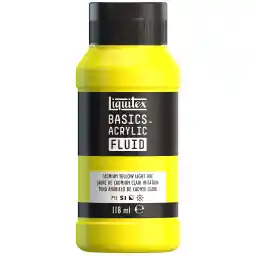 رنگ اکریلیک سیال Liquitex 8870380 Basics با قوام روان، خشک شدن سریع، نور سریع، ضد آب، پایه آب، بطری 118 میلی لیتری، زرد کادمیوم، رنگ روشن