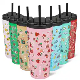 BJPKPK 22oz Stainless Steel Insulated Tumbler With lid And Straw Travel Coffee Thermal Tumblers Cup For Women And Men,Passionate Pink