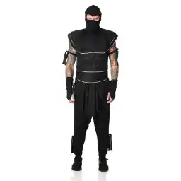 Adult Ninja Warrior Costume, Black, XL