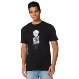KARL LAGERFELD mens Reflective Men’s T-shirt, Karl Character With Headphones Short Sleeve Crew Neck Men’s Shirt T-Shirt
