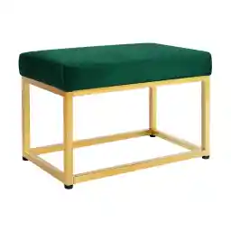CangLong Newport 27.5 inch Wide Contemporary Rectangle Footstool Ottoman Bench with Metal Base for Living Room, Green