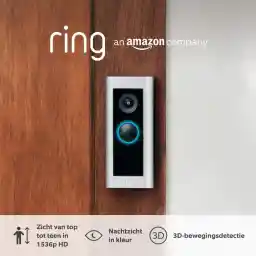 Ring Bedrade videodeurbel Pro (voorheen de Video Doorbell Pro 2) | Deurbelcamera, 1536p HD-video, video met zicht van top tot teen, 3D-bewegingsdetectie | Ring Home-proefperiode (30 dagen gratis)