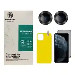 محافظ صفحه نمایش حریم شخصی نیلکین مدل PSP مناسب برای گوشی موبایل اپل iPhone 12 mini به همراه محافظ پشت گوشی و محافظ لنز دوربین