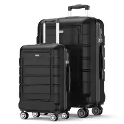 SHOWKOO Luggage Sets 3 Piece Expandable PC+ABS Hard Shell Suitcase Lightweight Durable Double Spinner Wheels 20"24"28"- Army Green